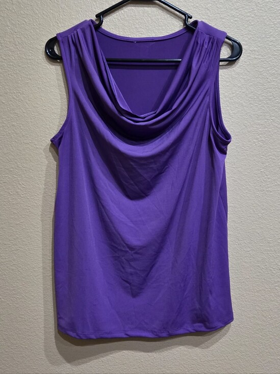 Cato Tops - Cato Purple Draped Cowl Neck Sleeveless Camisole